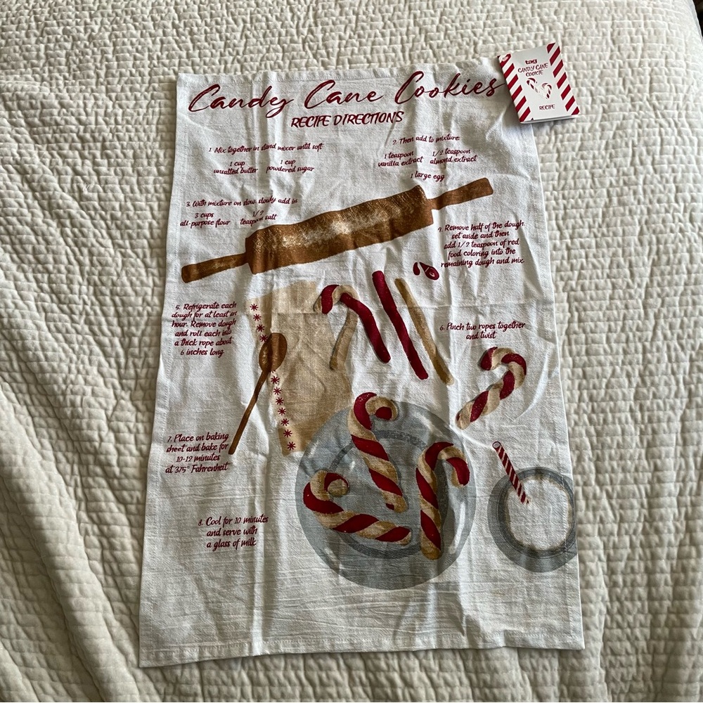 Candy cane cookies flour sack dish towel